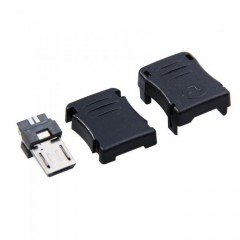 Micro USB 5 Pin T Port Male Plug Socket Connector&Plastic Cover 