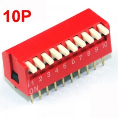 10 poles Dip Switch Red