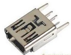 Vertical Mini USB 5PF T-type USB base
